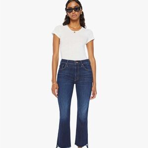 Mother brand Insider Crop Step Fray jeans in Tongue and Chic (dark denim)